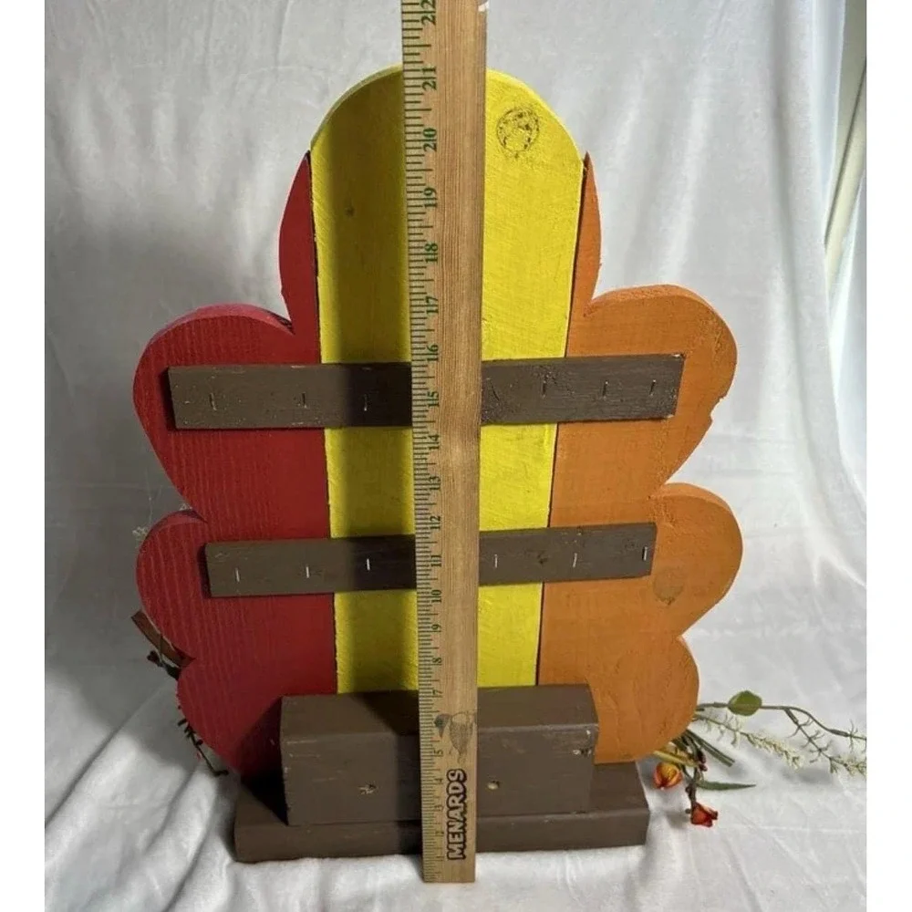VTG Handmade Wooden Turkey Thanksgiving Decor Large Folk Art Fall Centerpiece